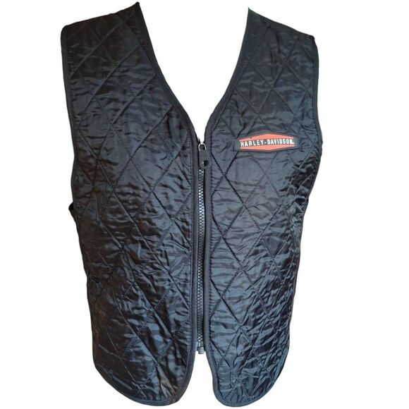 Harley-Davidson Women’s Quilted Riding Vest | Size Small | Black Zip Front Biker - Picture 1 of 9